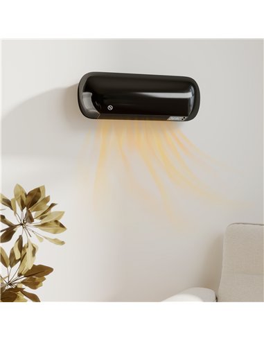 HOMCOM 2000W Ceramic Electric Heater with Fan, Adjustable Thermostat, Wall Mounted - Black
