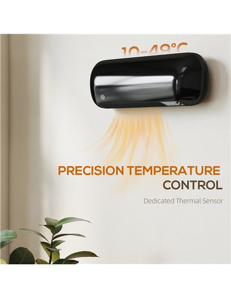 HOMCOM 2000W Ceramic Electric Heater with Fan, Adjustable Thermostat, Wall Mounted - Black - pic 168190 | FastDaddyshop