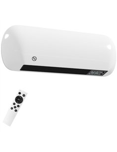 HOMCOM 2000W Ceramic Electric Heater with Fan, Adjustable Thermostat, Wall Mounted - White