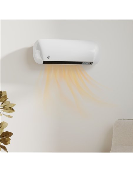 HOMCOM 2000W Ceramic Electric Heater with Fan, Adjustable Thermostat, Wall Mounted - White - pic 168194 | FastDaddyshop
