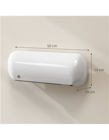 HOMCOM 2000W Ceramic Electric Heater with Fan, Adjustable Thermostat, Wall Mounted - White