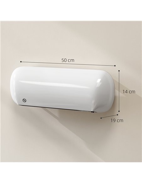 HOMCOM 2000W Ceramic Electric Heater with Fan, Adjustable Thermostat, Wall Mounted - White - pic 168195 | FastDaddyshop