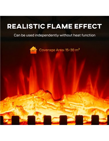 HOMCOM Electric Fireplace Stove Heater with 3D Flame Effect, 2000W/1000W, Freestanding Portable Fireplace with Adjustable Thermo