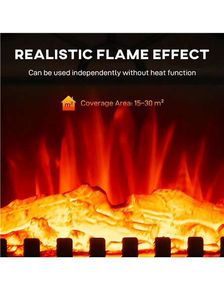 HOMCOM Electric Fireplace Stove Heater with 3D Flame Effect, 2000W/1000W, Freestanding Portable Fireplace with Adjustable Thermo - pic 168205 | FastDaddyshop