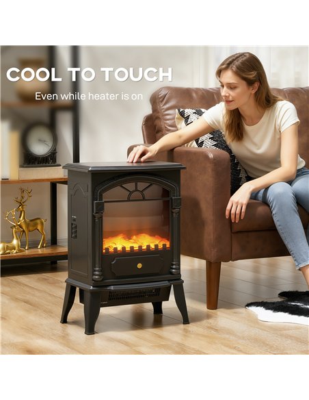 HOMCOM Electric Fireplace Stove Heater with 3D Flame Effect, 2000W/1000W, Freestanding Portable Fireplace with Adjustable Thermo - pic 168208 | FastDaddyshop