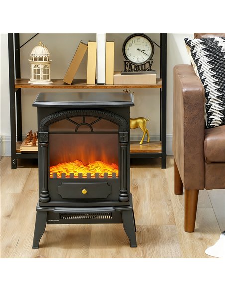HOMCOM Electric Fireplace Stove Heater with 3D Flame Effect, 2000W/1000W, Freestanding Portable Fireplace with Adjustable Thermo - pic 168209 | FastDaddyshop