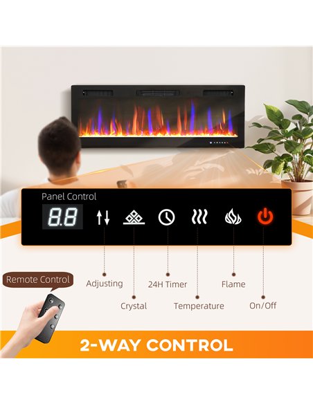 HOMCOM 50" Ultra-Slim Electric Fireplace, Wall Mounted and Recessed, 900W/1800W - pic 168215 | FastDaddyshop