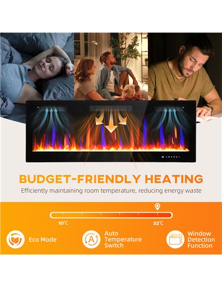 HOMCOM 50" Ultra-Slim Electric Fireplace, Wall Mounted and Recessed, 900W/1800W - pic 168216 | FastDaddyshop