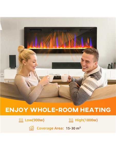 HOMCOM 50" Ultra-Slim Electric Fireplace, Wall Mounted and Recessed, 900W/1800W - pic 168217 | FastDaddyshop