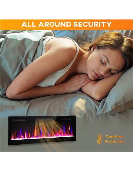 HOMCOM 50" Ultra-Slim Electric Fireplace, Wall Mounted and Recessed, 900W/1800W - pic 168218 | FastDaddyshop