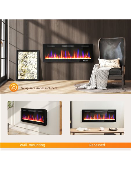 HOMCOM 50" Ultra-Slim Electric Fireplace, Wall Mounted and Recessed, 900W/1800W - pic 168219 | FastDaddyshop
