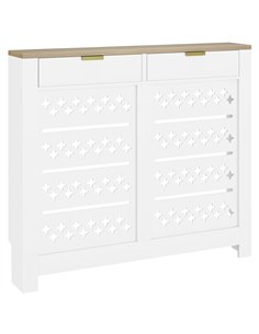 HOMCOM 108 x 19 cm Minimal Radiator Cover, with 2 Drawers - White