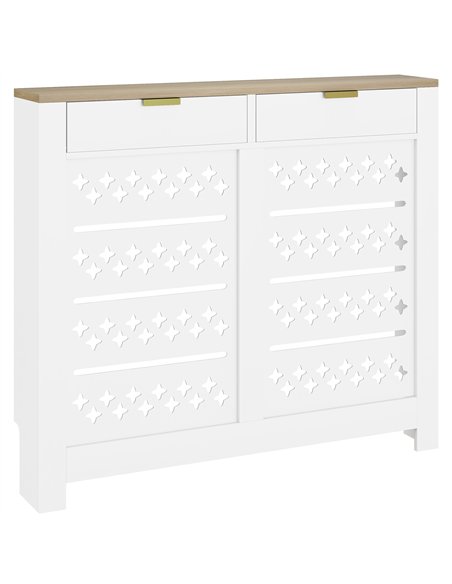 HOMCOM 108 x 19 cm Minimal Radiator Cover, with 2 Drawers - White - pic 168220 | FastDaddyshop