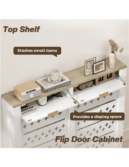 HOMCOM 108 x 19 cm Minimal Radiator Cover, with 2 Drawers - White - pic 168223 | FastDaddyshop