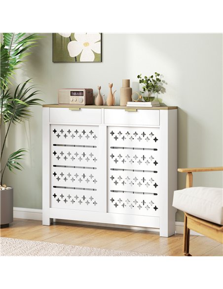 HOMCOM 108 x 19 cm Minimal Radiator Cover, with 2 Drawers - White - pic 168227 | FastDaddyshop