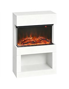 HOMCOM 19" Electric Fireplace with Surround, 3D Flame Effect, 6 Colours & 3 Brightness Levels, 1000W/2000W White Electric Fire a