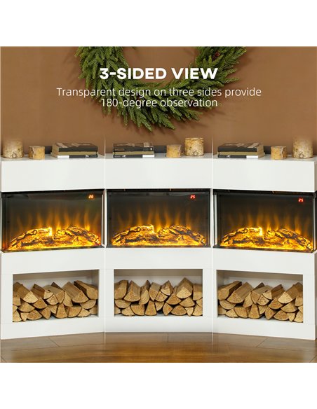 HOMCOM 19" Electric Fireplace with Surround, 3D Flame Effect, 6 Colours & 3 Brightness Levels, 1000W/2000W White Electric Fire a - pic 168233 | FastDaddyshop