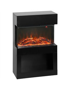 HOMCOM 19" Electric Fireplace with Surround, 3D Flame Effect, 6 Colours & 3 Brightness Levels, 1000W/2000W Black Electric Fire a