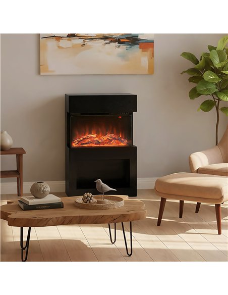 HOMCOM 19" Electric Fireplace with Surround, 3D Flame Effect, 6 Colours & 3 Brightness Levels, 1000W/2000W Black Electric Fire a - pic 168239 | FastDaddyshop