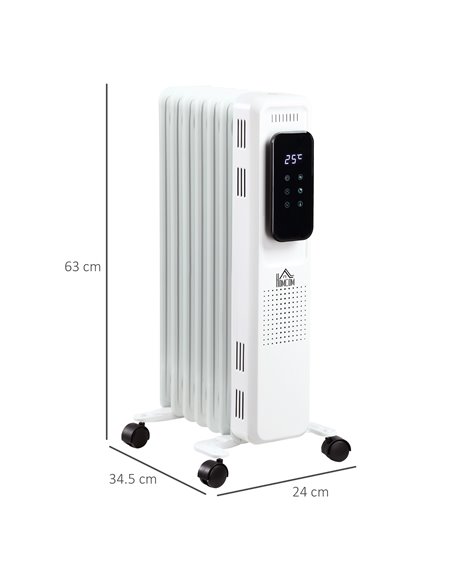 Homcom 1630W Oil Filled Radiator with 7 Fin, LED Display, Timer, Thermostat, Safety Cut off, Remote, White - pic 16824 | FastDaddyshop