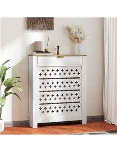 HOMCOM 78 x 19 cm Minimal Radiator Cover, with Drawer - White 2