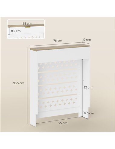 HOMCOM 78 x 19 cm Minimal Radiator Cover, with Drawer - White