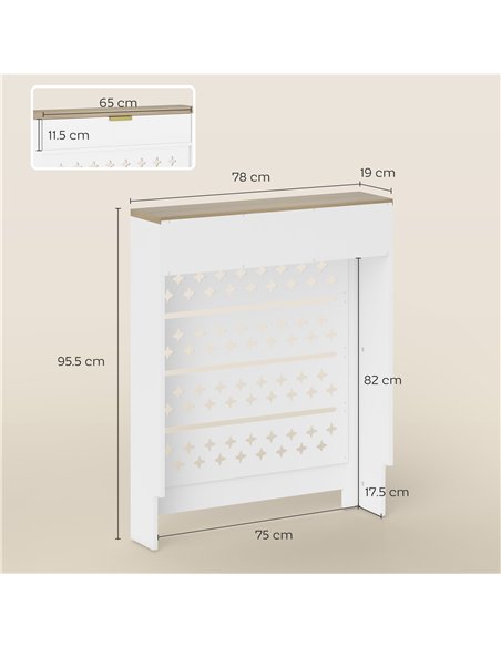 HOMCOM 78 x 19 cm Minimal Radiator Cover, with Drawer - White - pic 168249 | FastDaddyshop