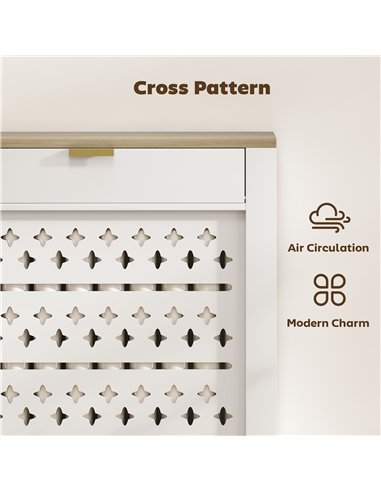 HOMCOM 78 x 19 cm Minimal Radiator Cover, with Drawer - White