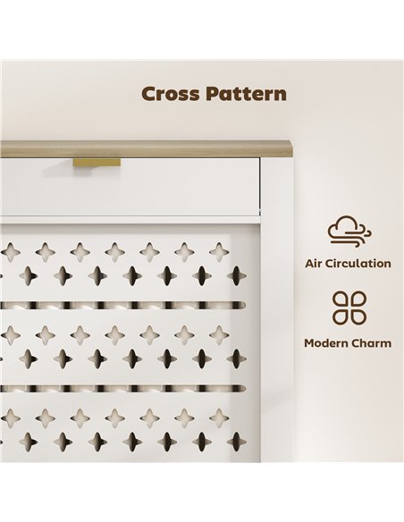 HOMCOM 78 x 19 cm Minimal Radiator Cover, with Drawer - White - pic 168251 | FastDaddyshop