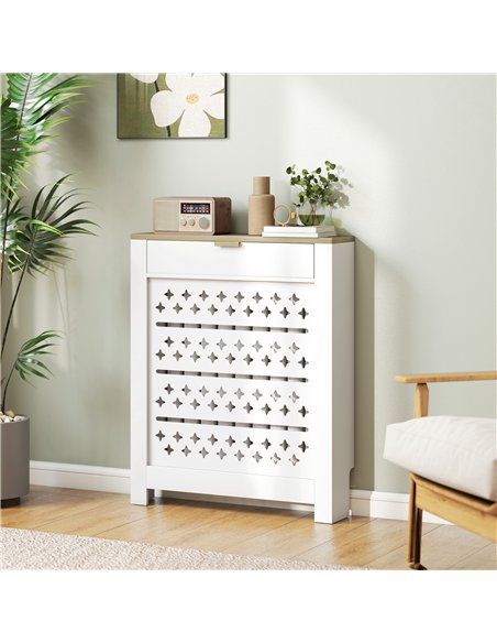 HOMCOM 78 x 19 cm Minimal Radiator Cover, with Drawer - White - pic 168254 | FastDaddyshop