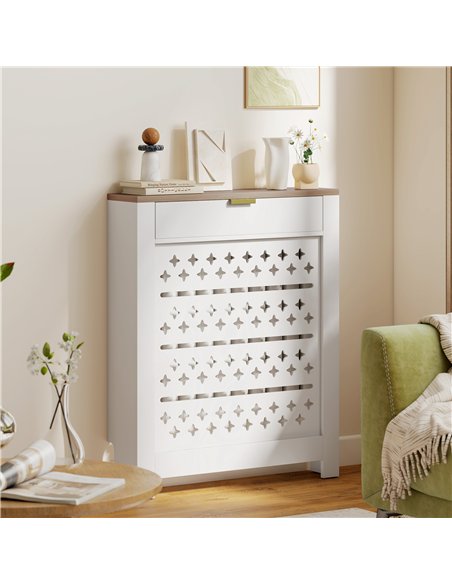 HOMCOM 78 x 19 cm Minimal Radiator Cover, with Drawer - White - pic 168255 | FastDaddyshop