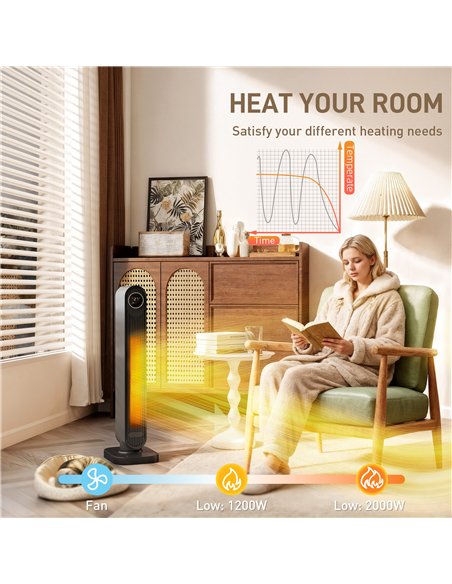 HOMCOM 2000W Ceramic Electric Heater with Fan, Timer, Oscillation - Black - pic 168260 | FastDaddyshop