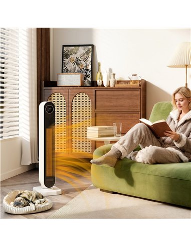 HOMCOM 2000W Ceramic Electric Heater with Fan, Timer, Oscillation - White