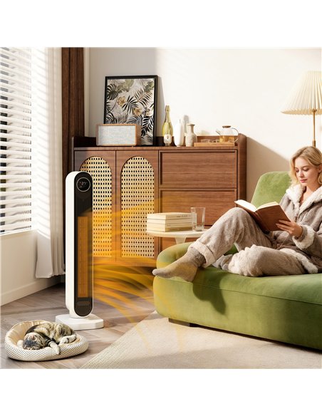 HOMCOM 2000W Ceramic Electric Heater with Fan, Timer, Oscillation - White - pic 168266 | FastDaddyshop