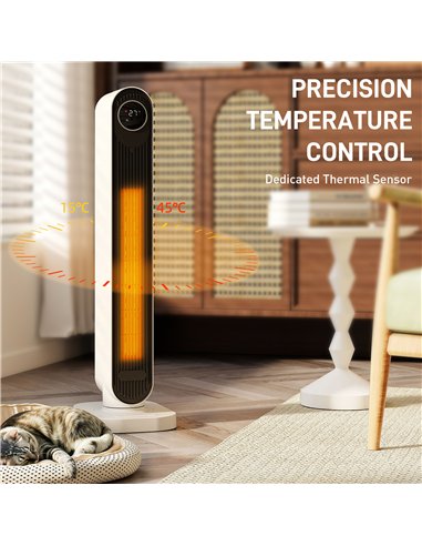 HOMCOM 2000W Ceramic Electric Heater with Fan, Timer, Oscillation - White