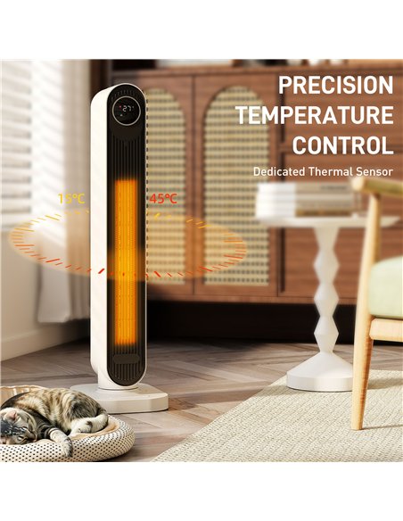 HOMCOM 2000W Ceramic Electric Heater with Fan, Timer, Oscillation - White - pic 168271 | FastDaddyshop