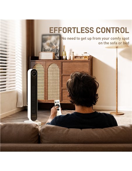 HOMCOM 2000W Ceramic Electric Heater with Fan, Timer, Oscillation - White - pic 168272 | FastDaddyshop