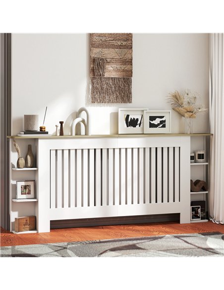 HOMCOM Radiator Cover with Open Storage Shelves, Vertical Slatted Cabinet Shelf Heater Cover for Living Room, Hallway, Extra Lar - pic 168275 | FastDaddyshop