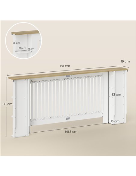 HOMCOM Radiator Cover with Open Storage Shelves, Vertical Slatted Cabinet Shelf Heater Cover for Living Room, Hallway, Extra Lar - pic 168276 | FastDaddyshop