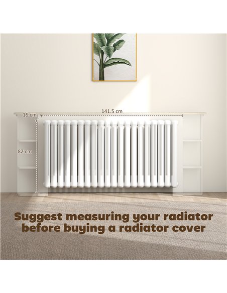 HOMCOM Radiator Cover with Open Storage Shelves, Vertical Slatted Cabinet Shelf Heater Cover for Living Room, Hallway, Extra Lar - pic 168277 | FastDaddyshop