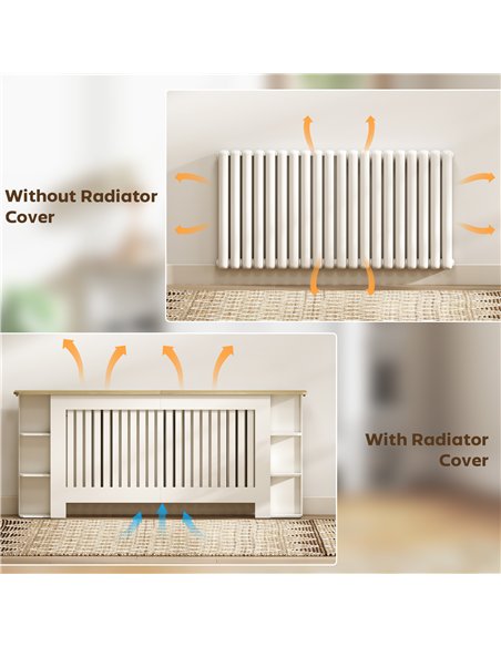 HOMCOM Radiator Cover with Open Storage Shelves, Vertical Slatted Cabinet Shelf Heater Cover for Living Room, Hallway, Extra Lar - pic 168278 | FastDaddyshop