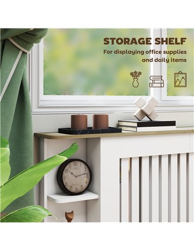 HOMCOM Radiator Cover with Open Storage Shelves, Vertical Slatted Cabinet Shelf Heater Cover for Living Room, Hallway, Extra Lar