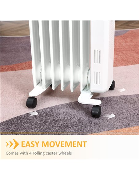 Homcom 1630W Oil Filled Radiator with 7 Fin, LED Display, Timer, Thermostat, Safety Cut off, Remote, White - pic 16828 | FastDaddyshop