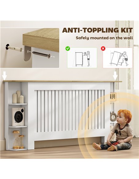 HOMCOM Radiator Cover with Open Storage Shelves, Vertical Slatted Cabinet Shelf Heater Cover for Living Room, Hallway, Extra Lar - pic 168280 | FastDaddyshop