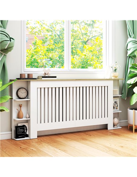 HOMCOM Radiator Cover with Open Storage Shelves, Vertical Slatted Cabinet Shelf Heater Cover for Living Room, Hallway, Extra Lar - pic 168282 | FastDaddyshop