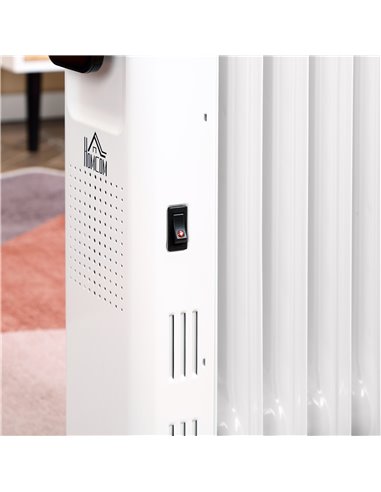Homcom 1630W Oil Filled Radiator with 7 Fin, LED Display, Timer, Thermostat, Safety Cut off, Remote, White