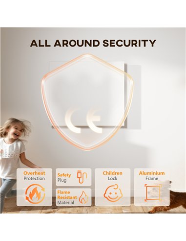 HOMCOM Wifi Smart Electric Heater, Far Infrared, Wall Mounted - 520W
