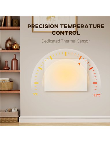 HOMCOM Wifi Smart Electric Heater, Far Infrared, Wall Mounted - 170W