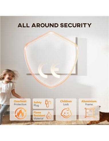 HOMCOM Wifi Smart Electric Heater, Far Infrared, Wall Mounted - 170W