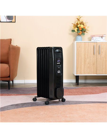 Homcom 1630W Digital Oil Filled Radiator with 7 Fin, LED Display, Built-in Timer, 3 Heat Settings, Remote, Black - pic 16831 | FastDaddyshop